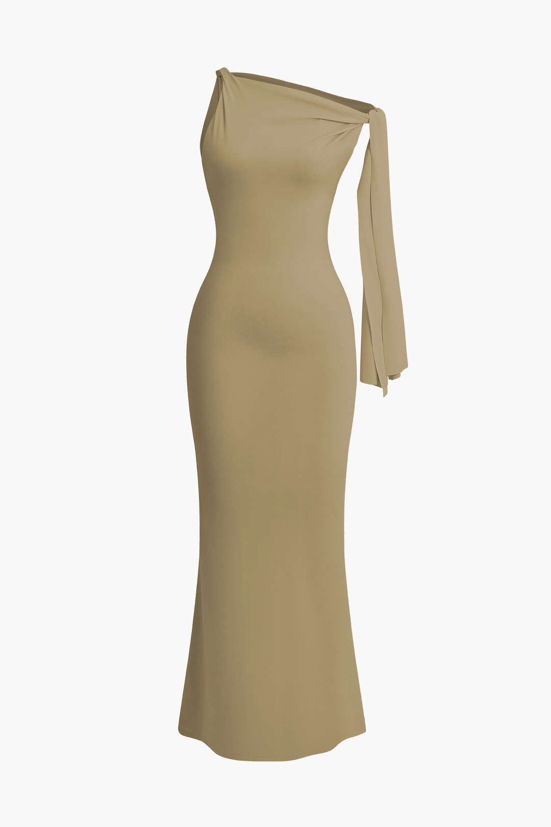 Asymmetrical Twist Knot Mermaid Maxi Dress