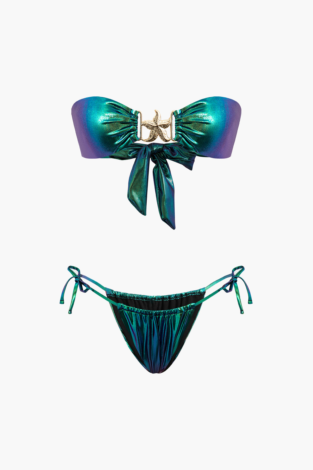 Starfish Decor Knot Ruched Bikini Set