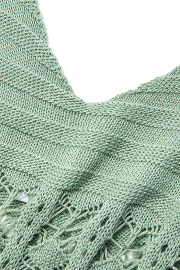 Crochet V-neck Slit Cover Up