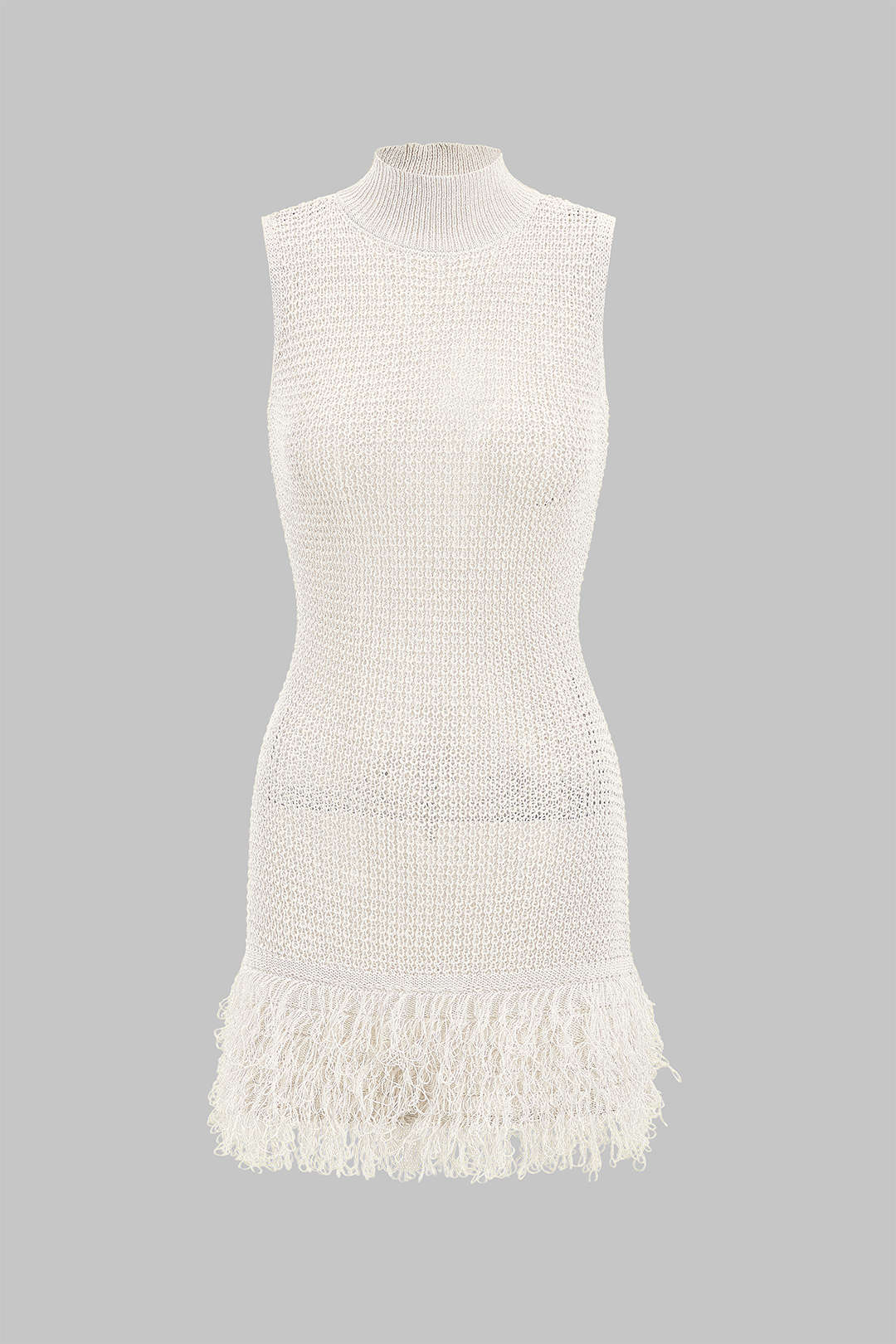 Knit Fringe Sleeveless Mini Dress Micas Knit Fringe Sleeveless Mini Dress Micas