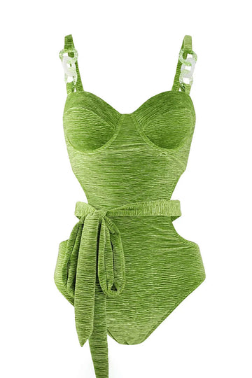 Textured Cut-Out Knot Tummy Control One-Piece Swimsuit