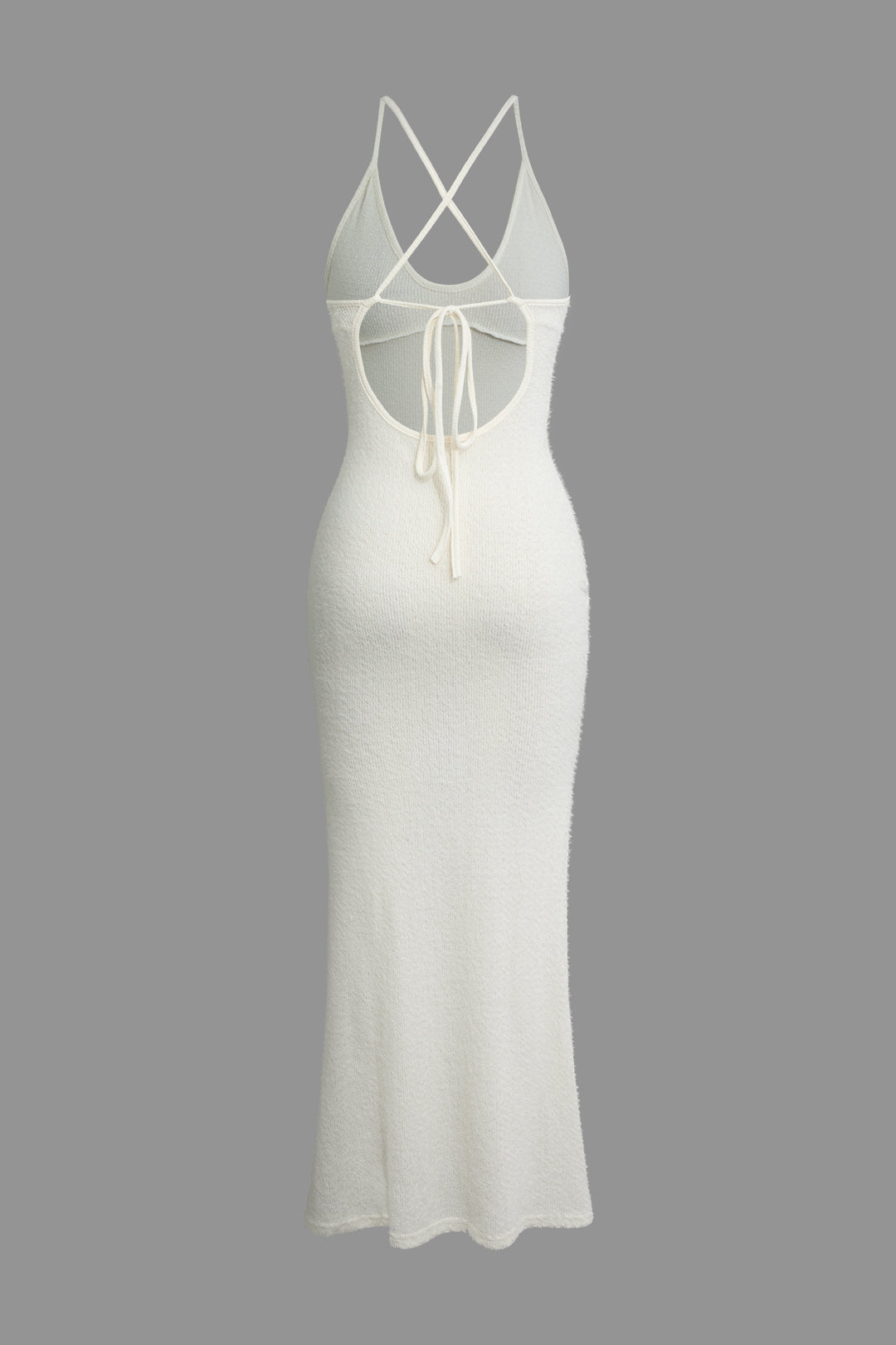 3D Knit Floral Cross Strap Knit Maxi Dress