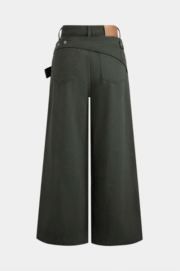 Denim Asymmetrical Wide Leg Jeans