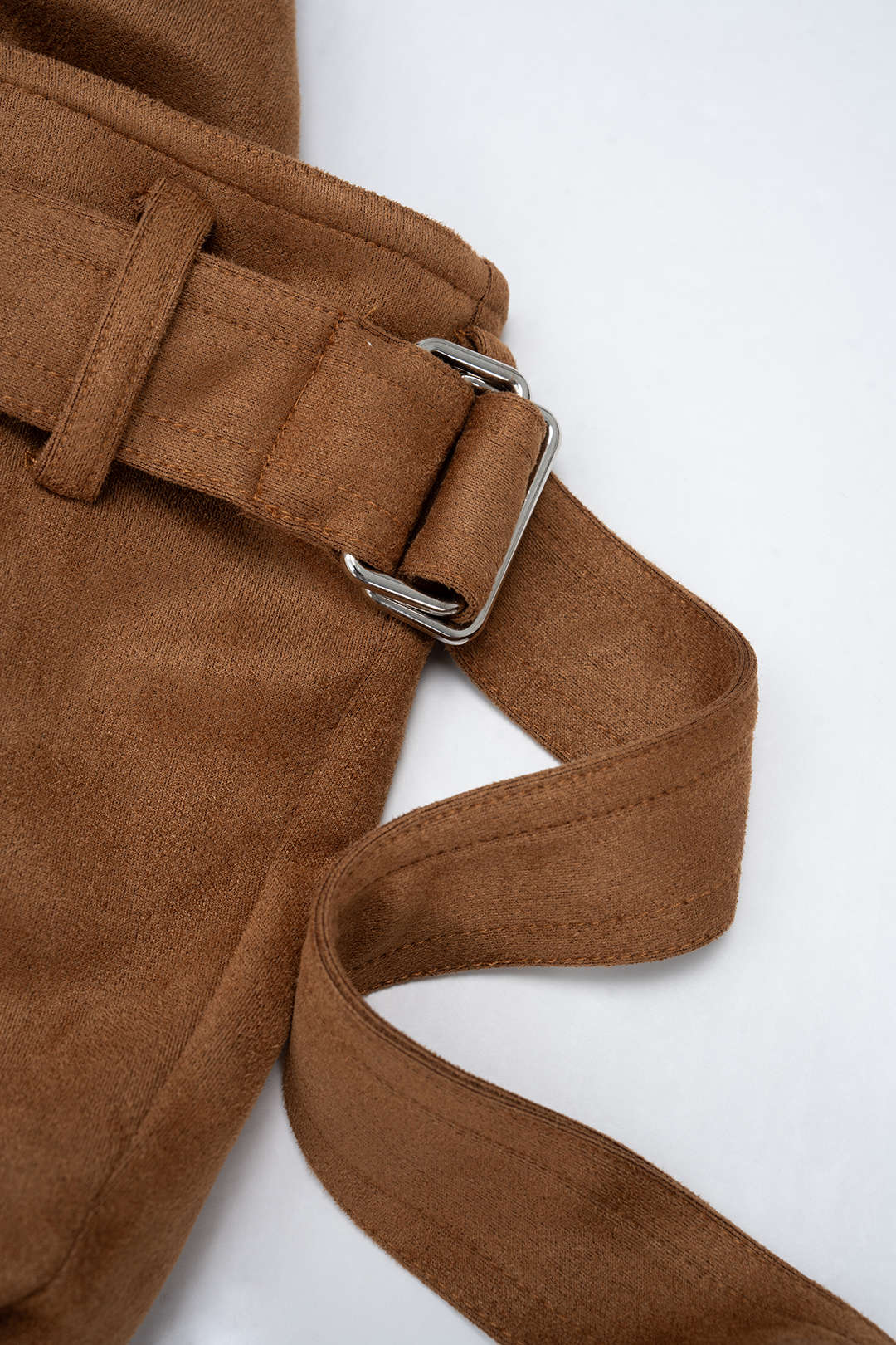 Suede Asymmetrical Strappy Belted Skirt