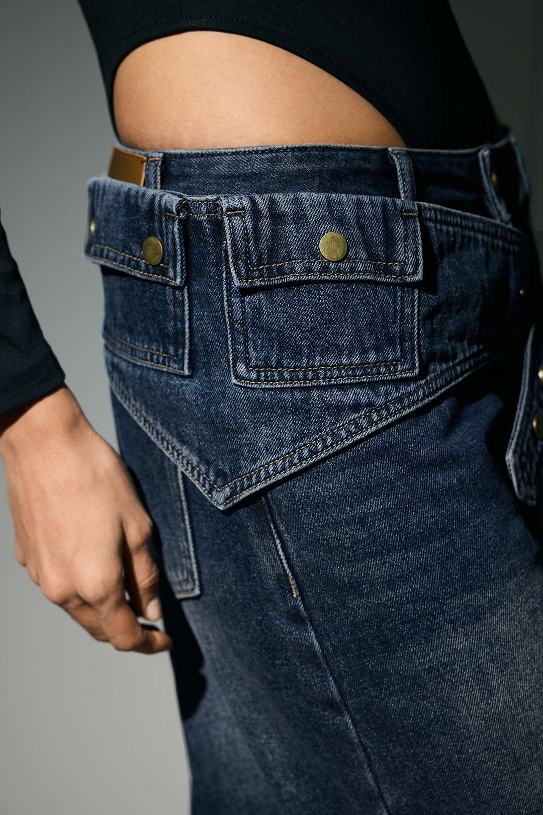 Denim Asymmetrical Wide Leg Jeans