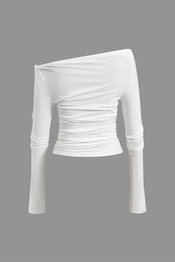 Solid Cut Out Twist Knot Long-Sleeve Top