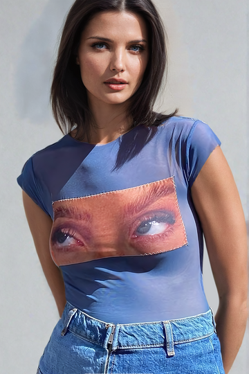 Eye Print Mesh T-shirt