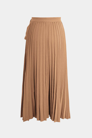 Solid Asymmetrical Pleated Skirt