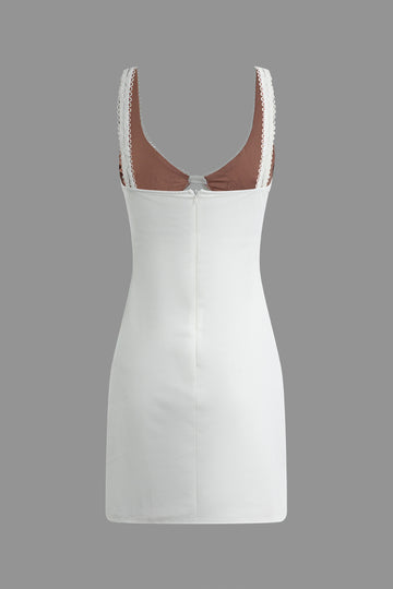 Lace Patchwork V-neck Cami Mini Dress