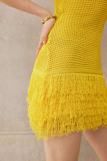 Knit Fringe Sleeveless Dress