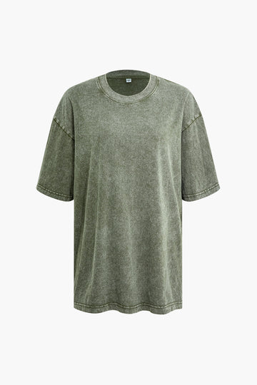 Basic Solid  Loose Washed T-Shirt