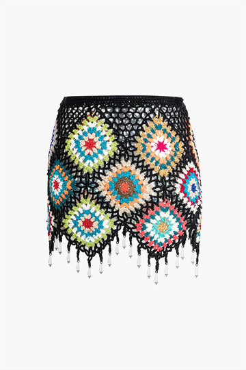 Contrast Crochet Mini Skirt