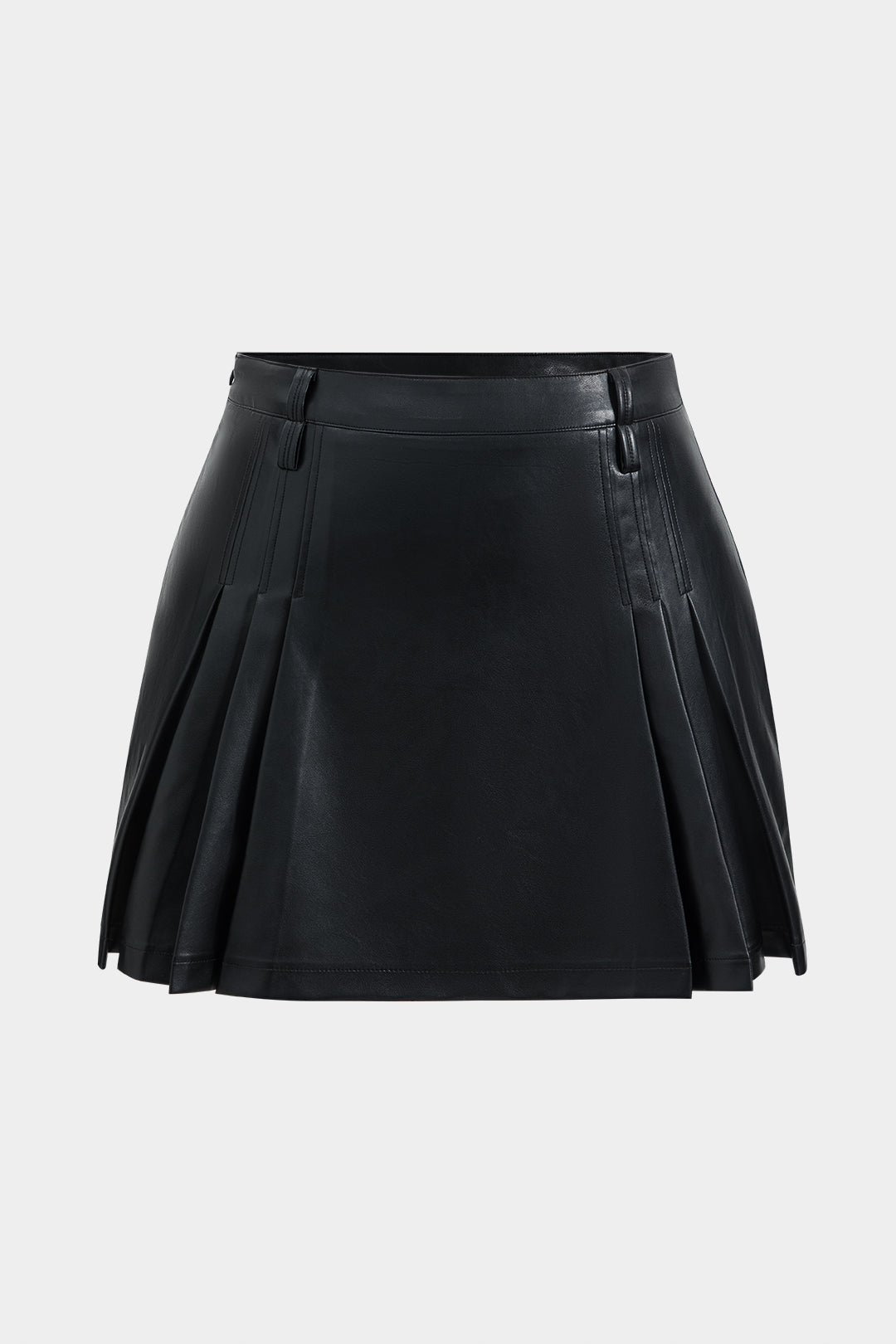 Plus Size Faux Leather Ruched Zipper Skirt