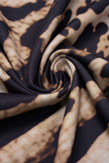 Leopard Print Mock Neck Tie Back Corset Sleeveless Maxi Dress