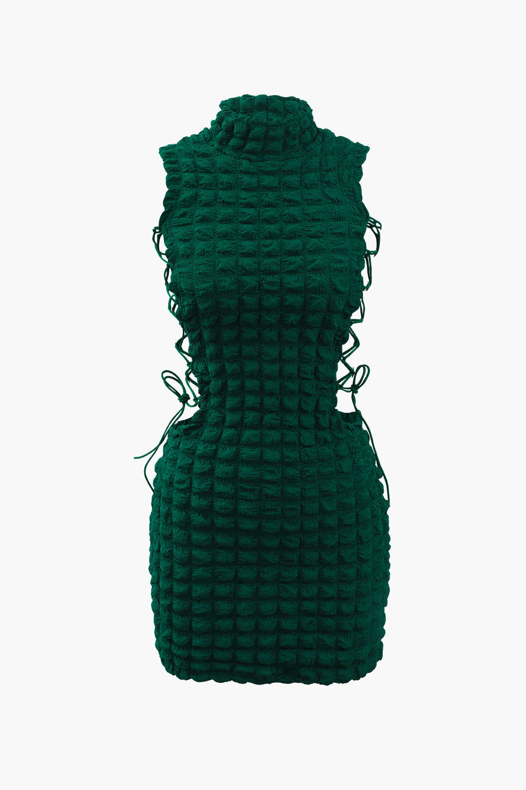 Popcorn Textured Tie Side Mini Dress