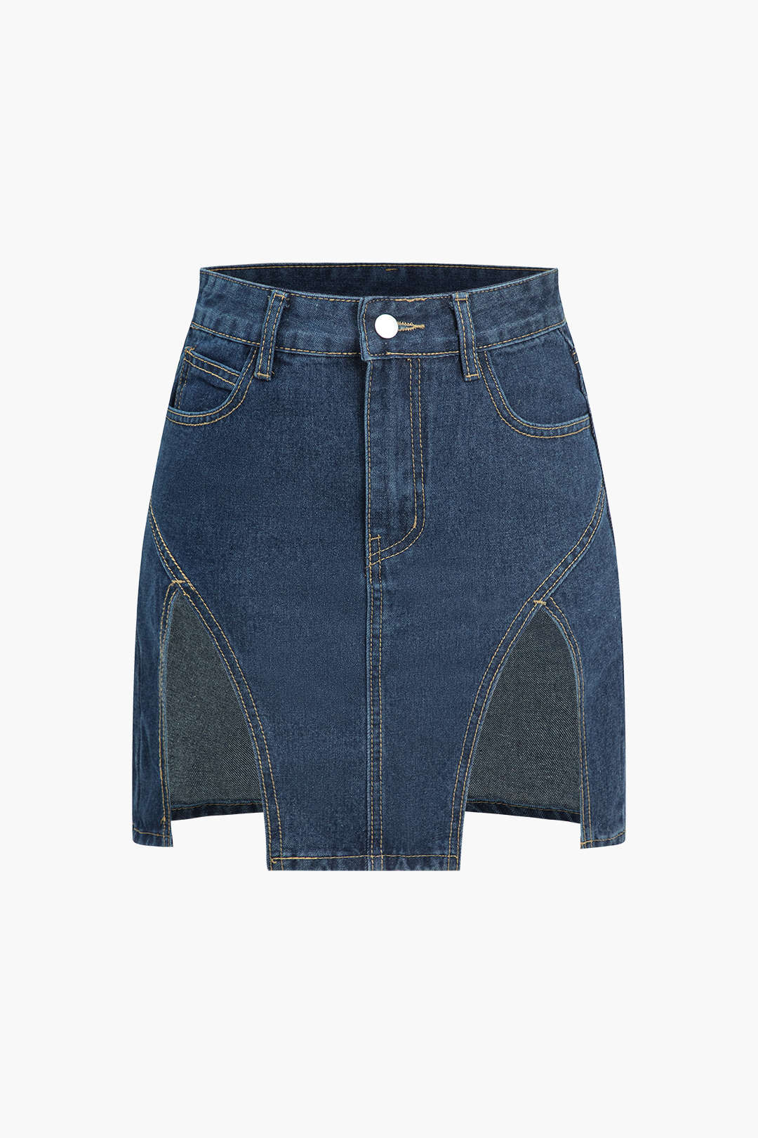 Solid Slit Mini Denim Skirt