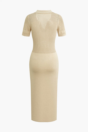 Hollow Out Polo Knit  Dress