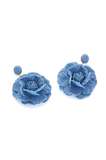 Denim Floral Drop Earrings