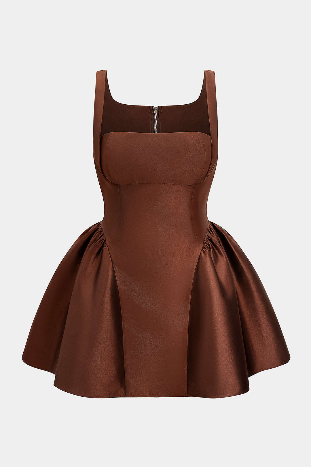 Plus Size Zipper Puff Hem Sleeveless Mini Dress