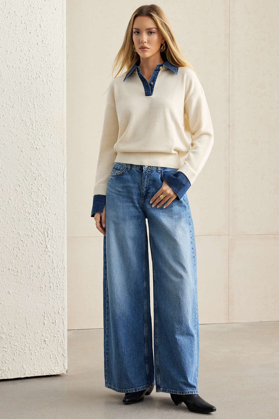 Sweater Patchwork Long-Sleeve Top