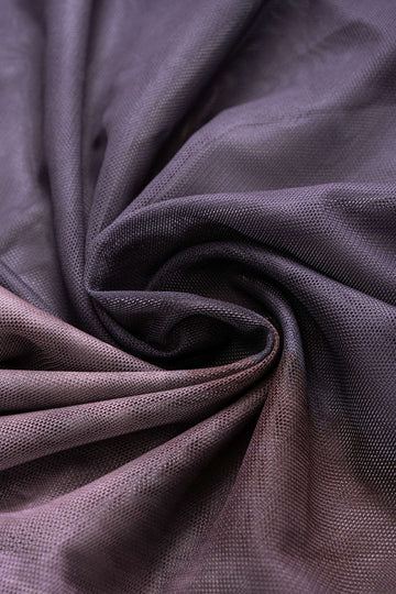 Tie-Dye Print Mesh Ruched Long Sleeve Maxi Dress