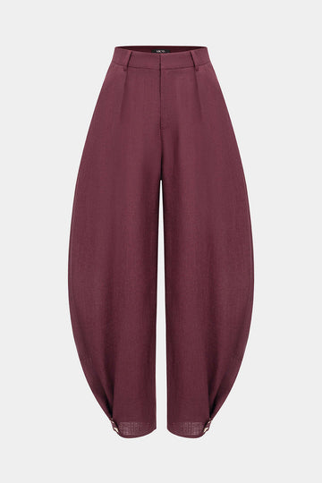 Linen Solid Barrel Trousers