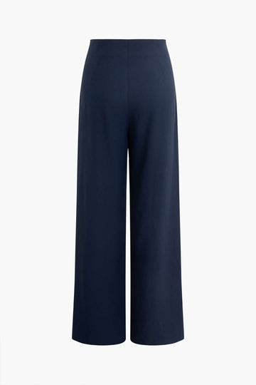 Solid Tie Front Trousers