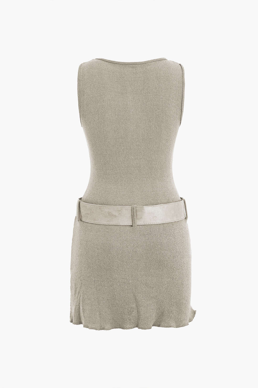 Sleeveless Knit Dress With Wide Belt Dress