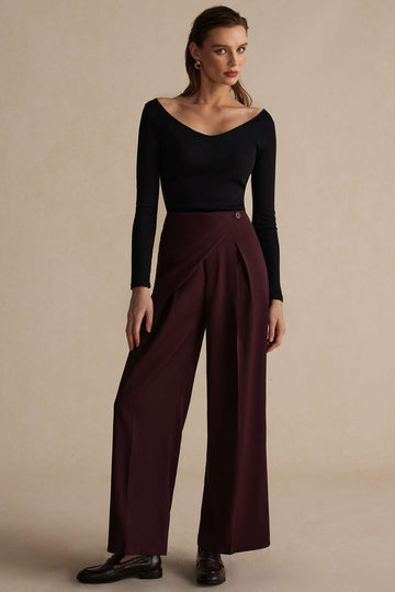 Asymmetric Wide-Leg Pants