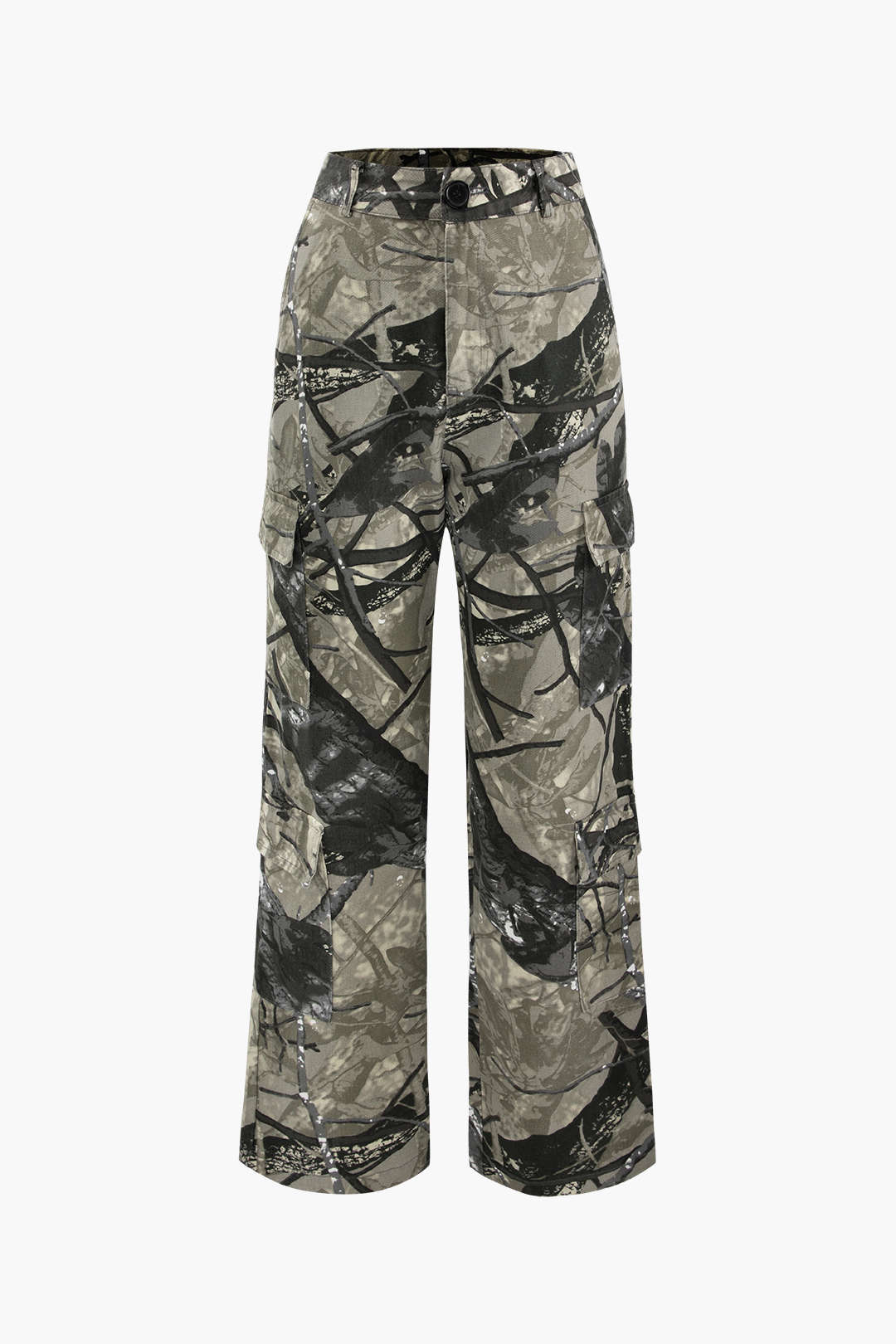 Abstract Print Multi-pocket Straight Leg Cargo Pants