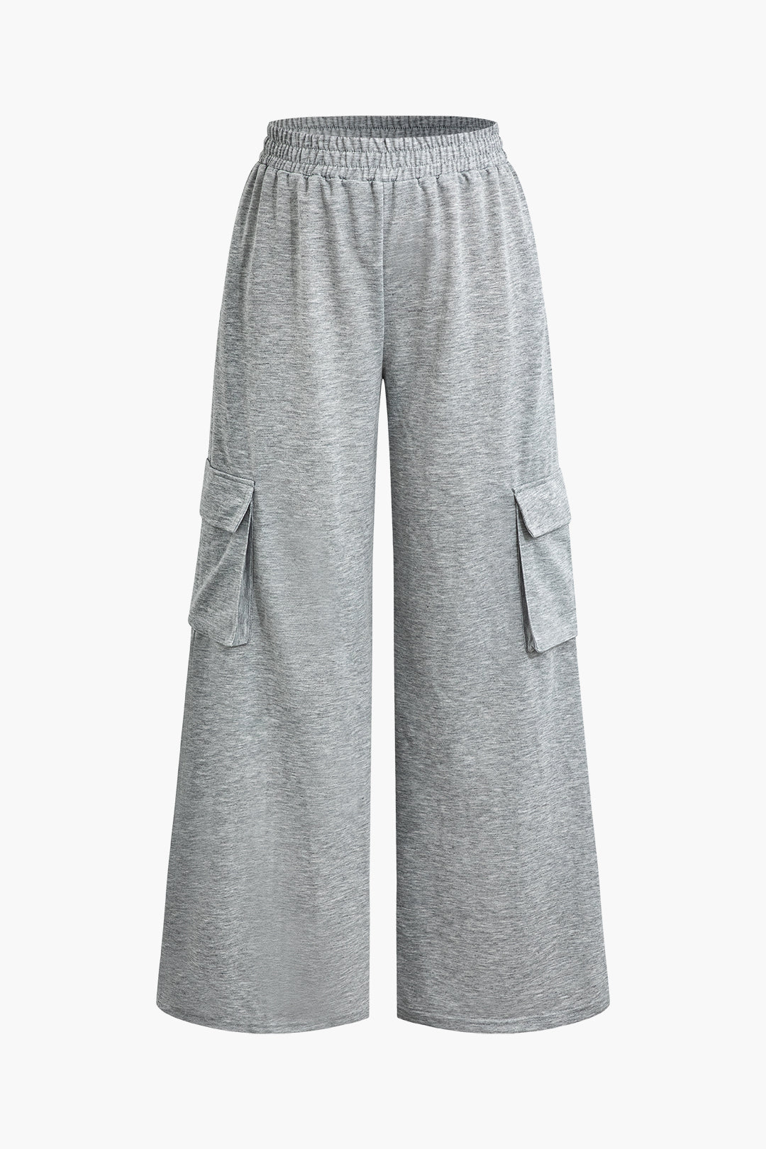 Solid Pocket High-Waisted Trousers