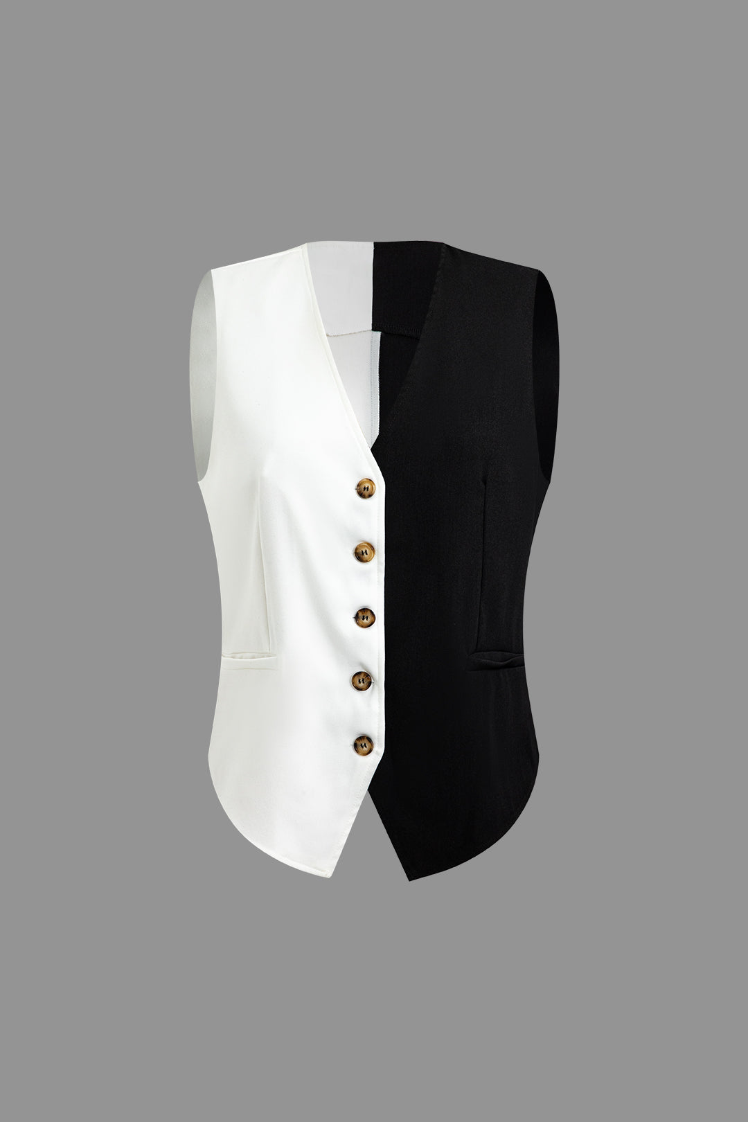 Contrast Button Up Vest And Short Sets
