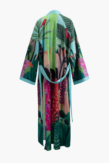 Tropical Print Belted Cover-up