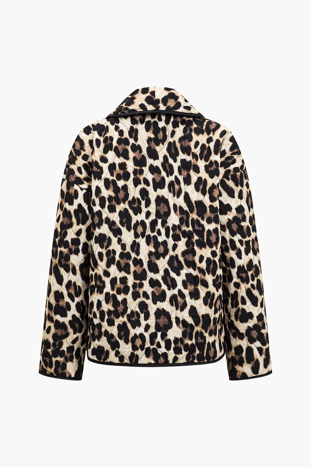 Leopard Print Contrast Binding Puffer