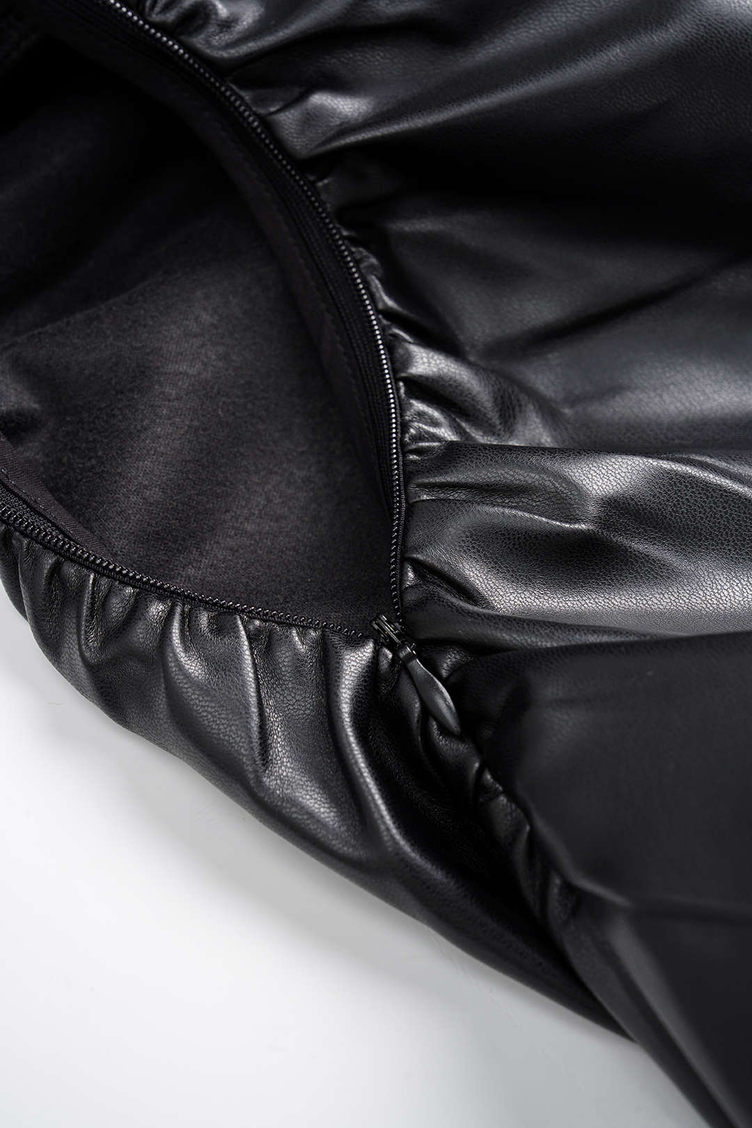 Faux Leather Chain Off Shoulder Long Sleeve Mini Dress