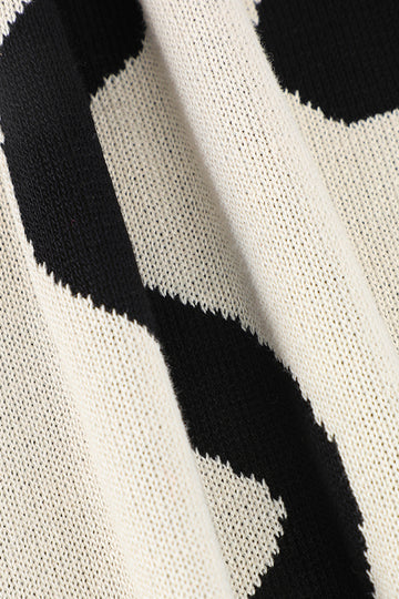 Wavy Pattern Long Sleeve Side Cut Out Knit Dress
