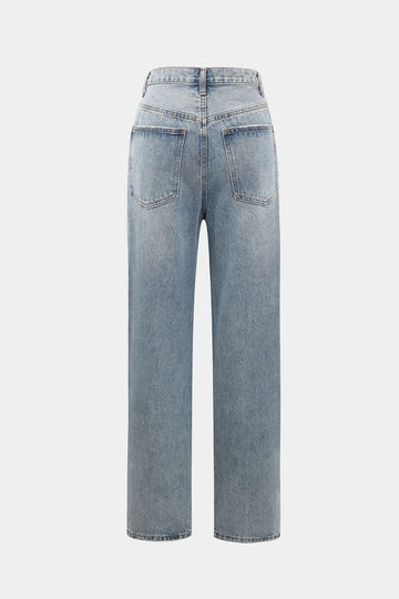 Asymmetric Waist Straight Leg Jeans