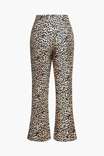 Leopard Print Wide-Leg Pants