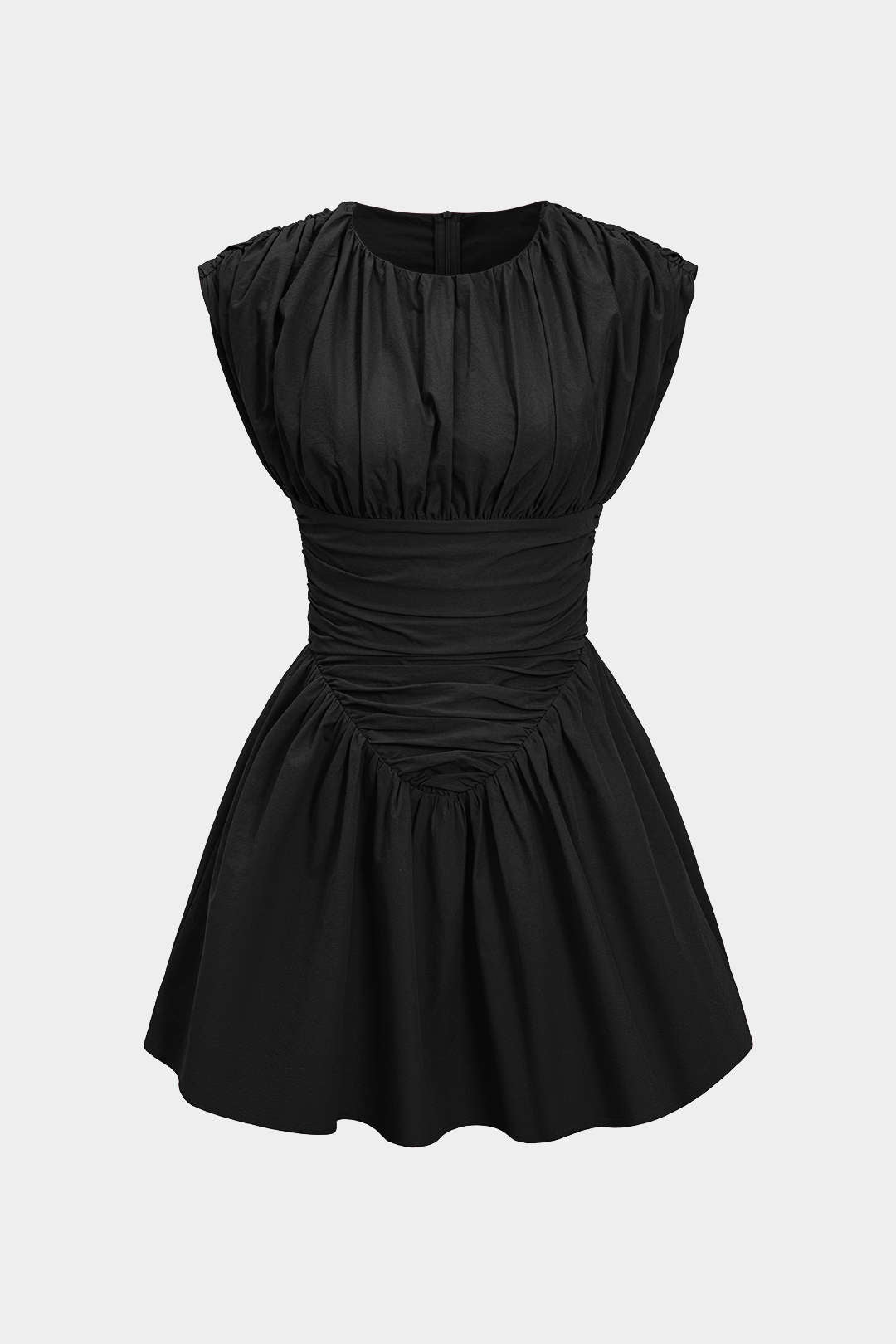 Solid Ruched Mini Dress