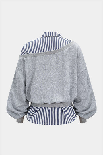 Patchwork Asymmetrical Long Sleeve Sweatshirt