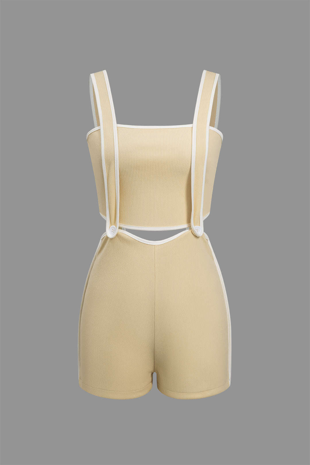 Contrast Trim Ribbed Tube Top And Shorts Set