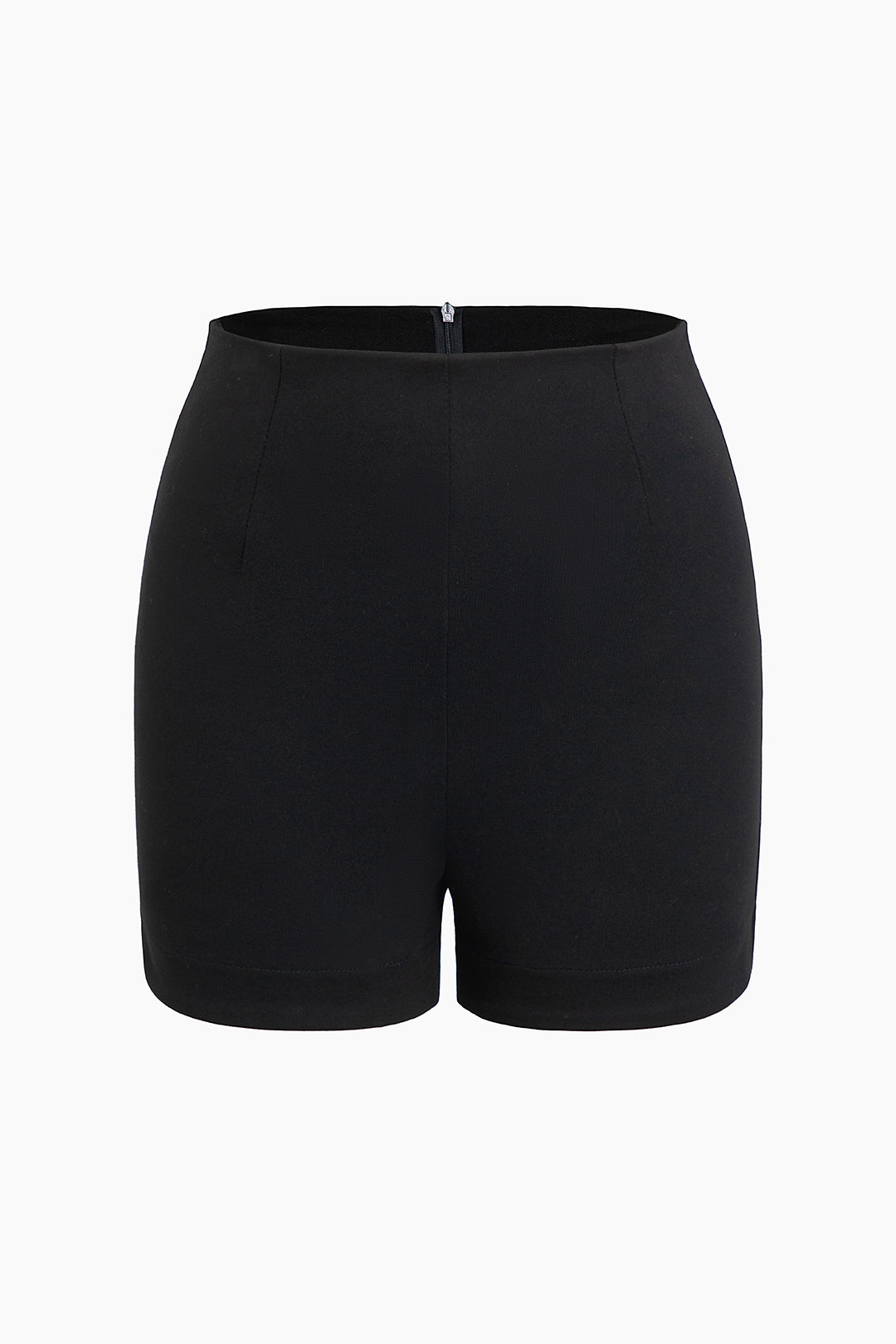 Basic Solid Slim Fit Zipper Shorts