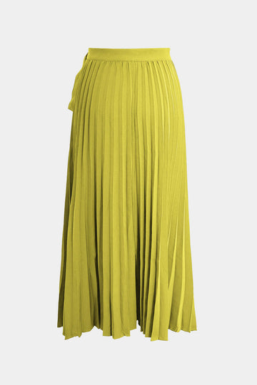 Solid Asymmetrical Pleated Skirt