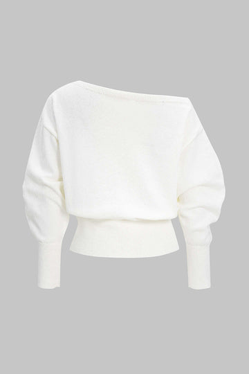 Knit Asymmetrical Long-Sleeve Top