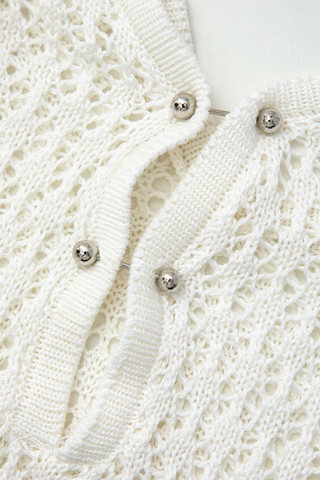 V-neck Crochet Open Knit Long Sleeve Maxi Dress