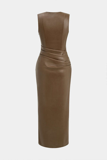 Ġilda Faux V-neck Ruched Maxi Dress