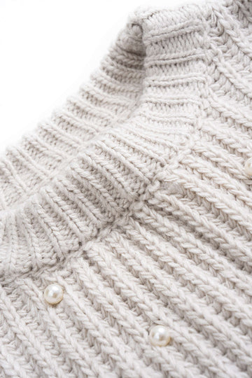 Knit Beaded Decor Round Neck Long-Sleeve Top