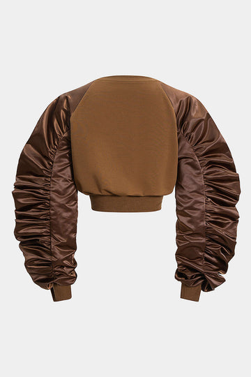 Ruched Patchwork Long Sleeve Sweatshirt