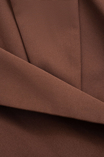 Notched Lapel Pleated Asymmetrical Long-Sleeve Maxi Dress