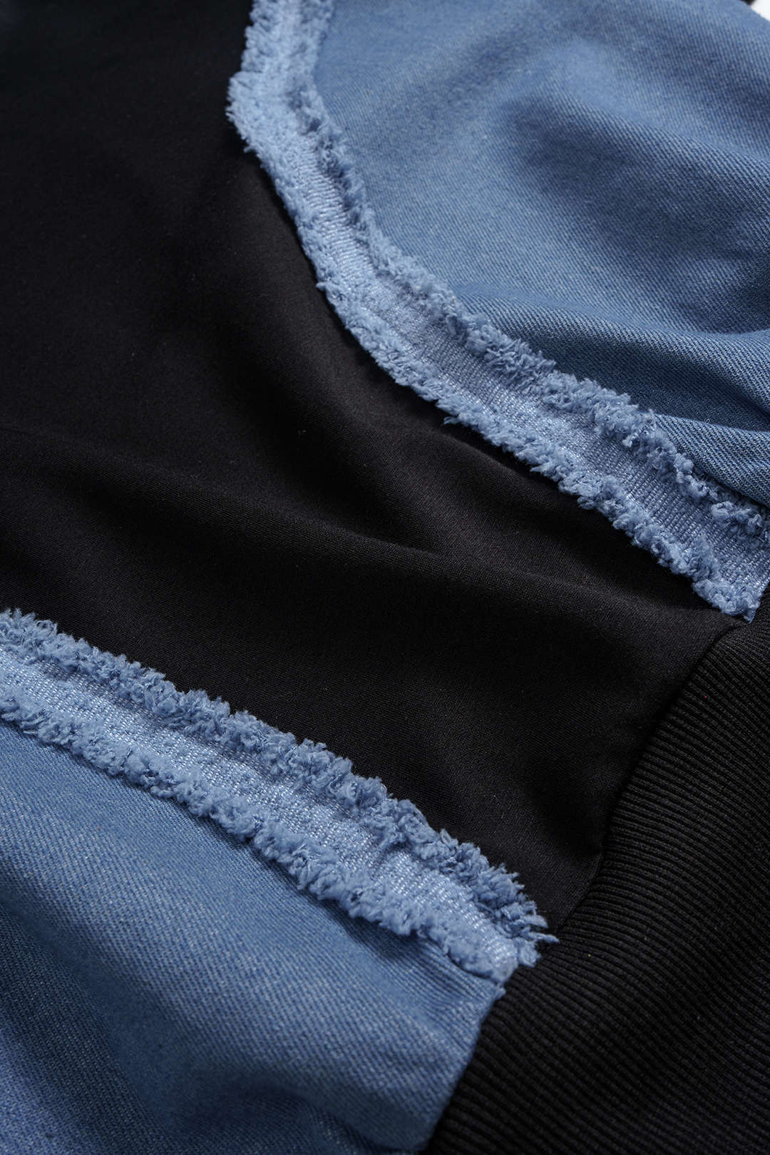 Patchwork plus taille de taille plus à manches longues et à taille haute les pantalons à jambe large de taille haute